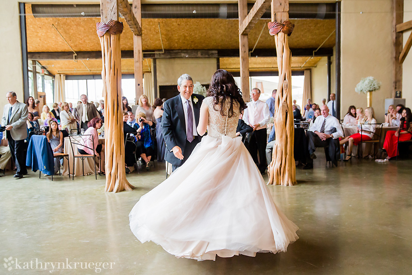 Father and daughter dancing.