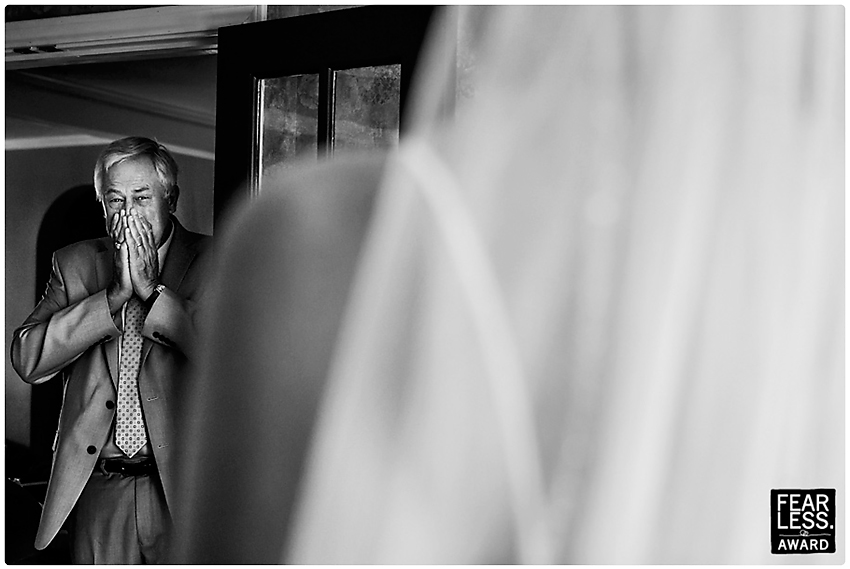 Father seeing his daughter as a bride for the first time