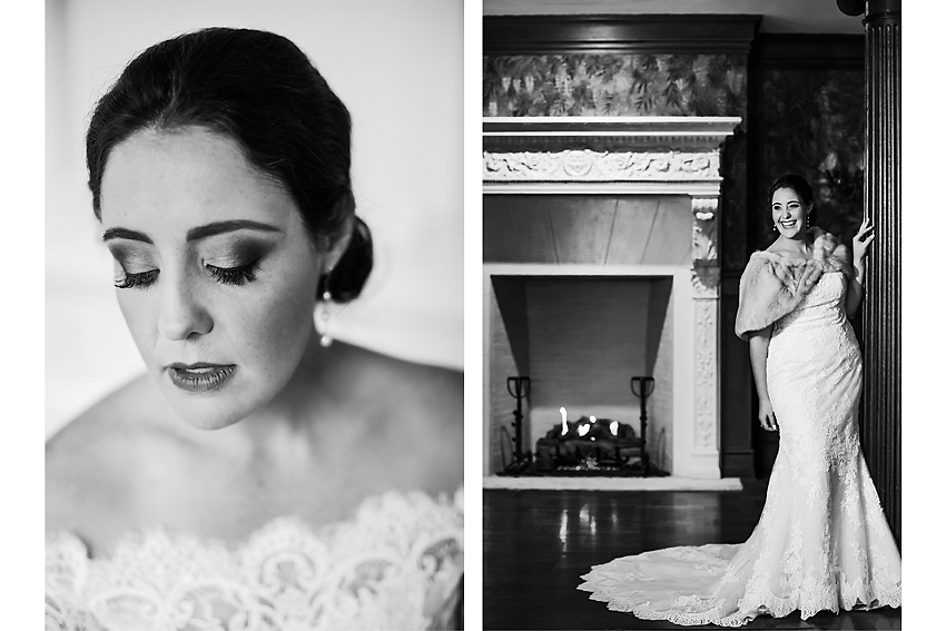 Bridal Portrait in front of a fireplace