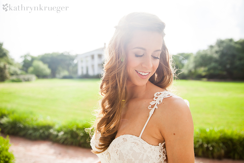 Bridal portrait with sun flare.