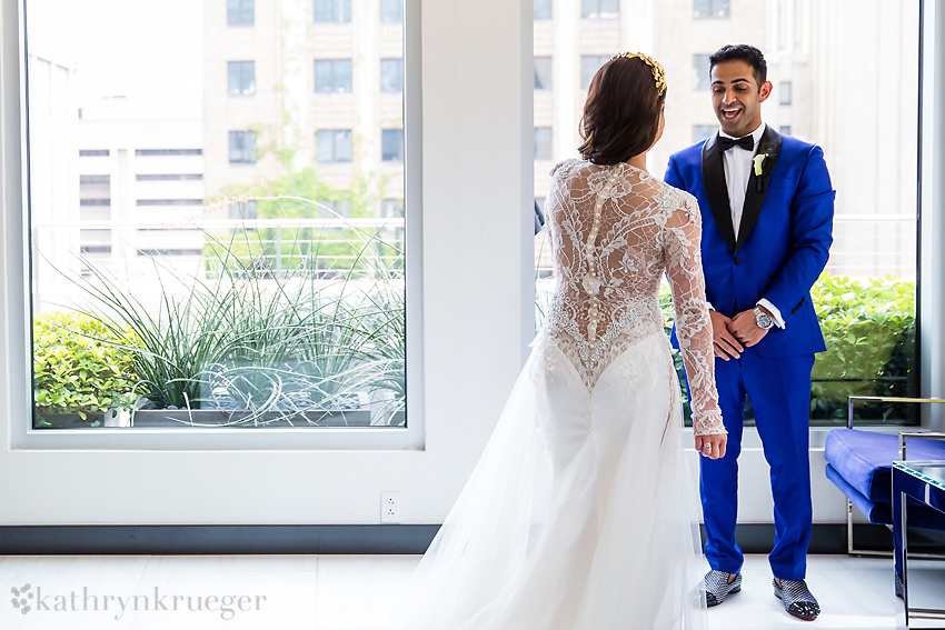 Groom sees bride for first time