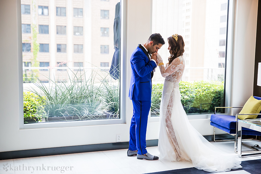 Bride and groom first look