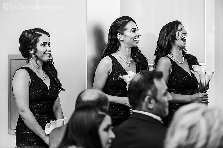 Laughing bridesmaids