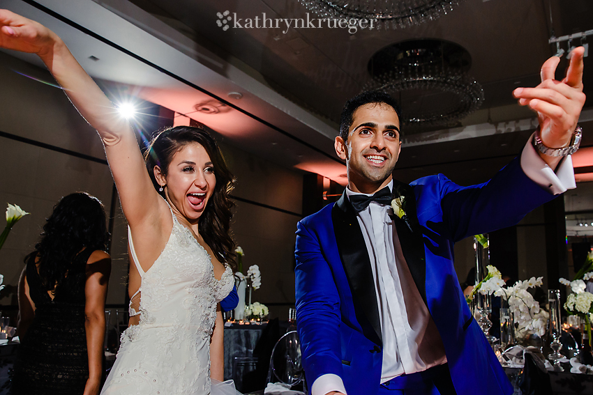 Bride and groom dancing