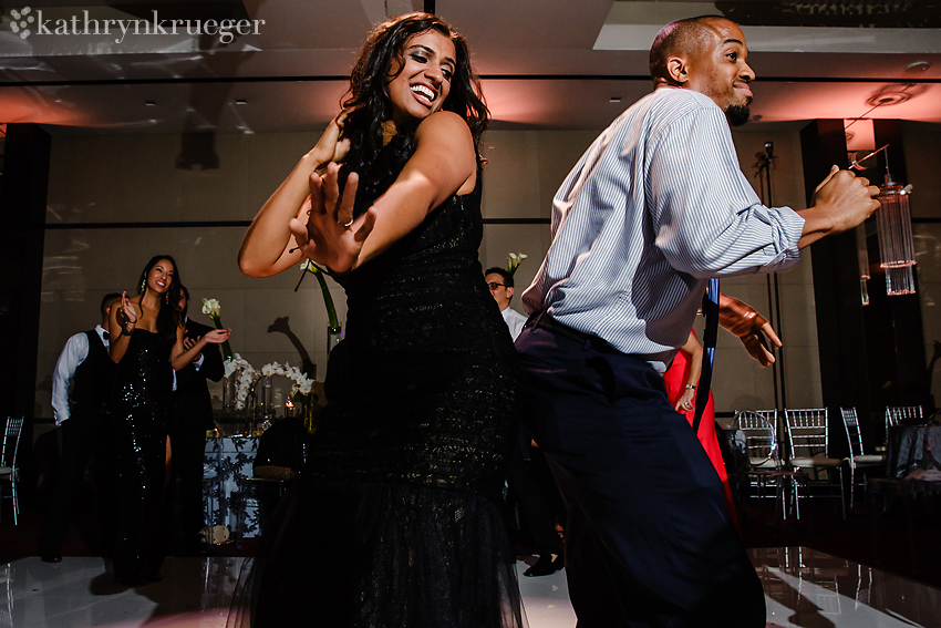 Wedding guests dancing