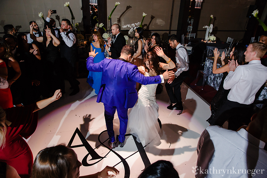 Wedding guests dancing