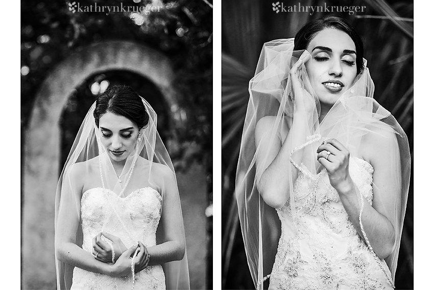 Black and white bridal diptych with veil.