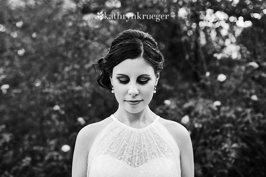 Black and white bridal portrait close up.