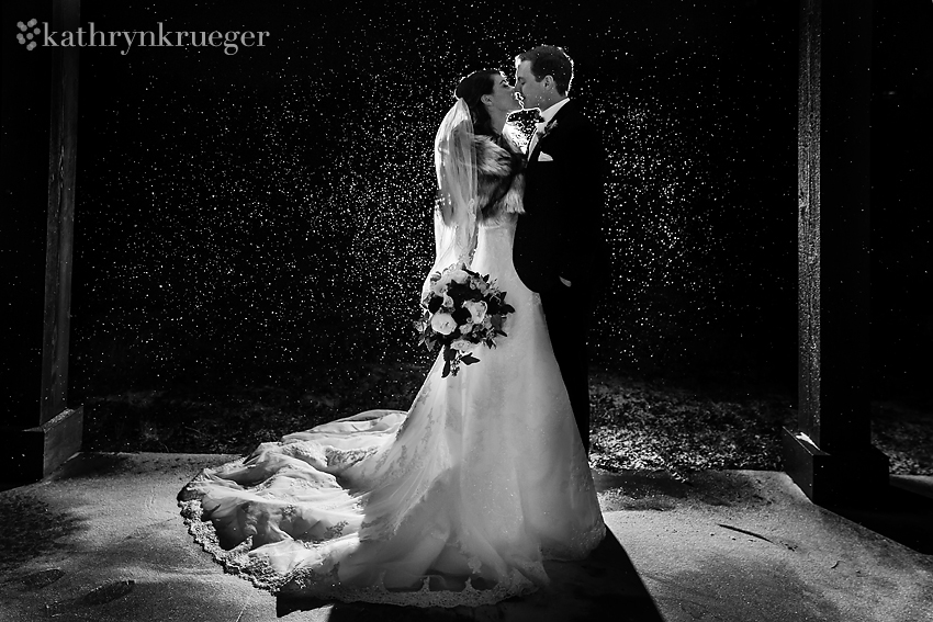 Wedding portrait in the snow